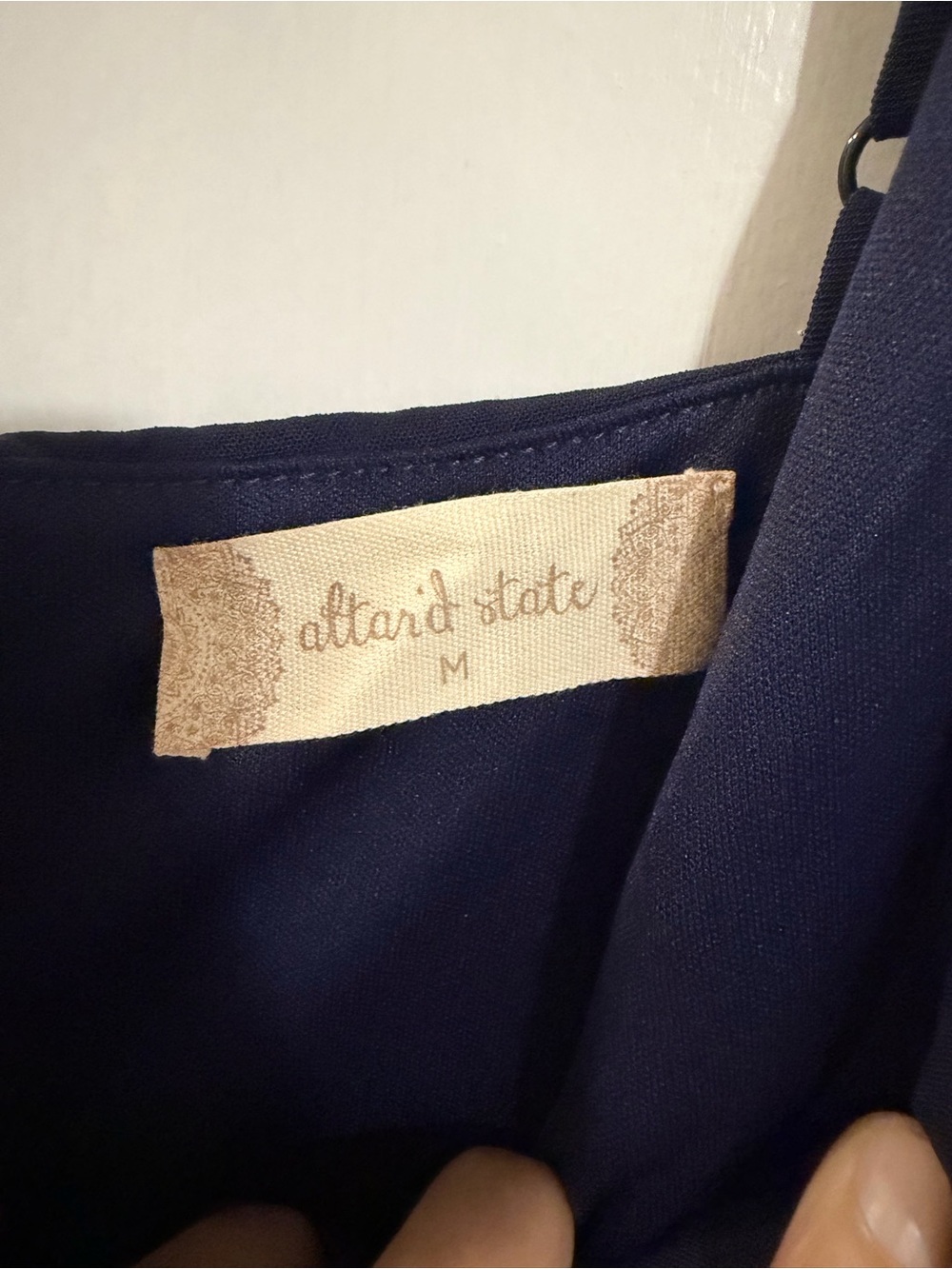 Altar'd State Navy Blue Wrap Ruffle One-Piece - Picture 3 of 3